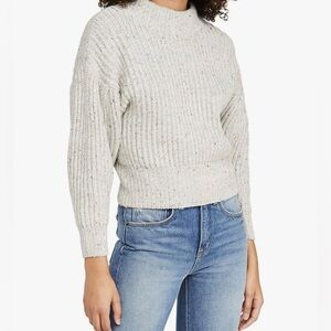 ASTR The Label Regis Mock Neck, Drop Sleeve, Relaxed Sweater,Gray Speckle,Small